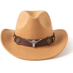 Tan Cowboy Hat with Brown Band – Western Style Ranch Rodeo Hat • Burning Man Hat